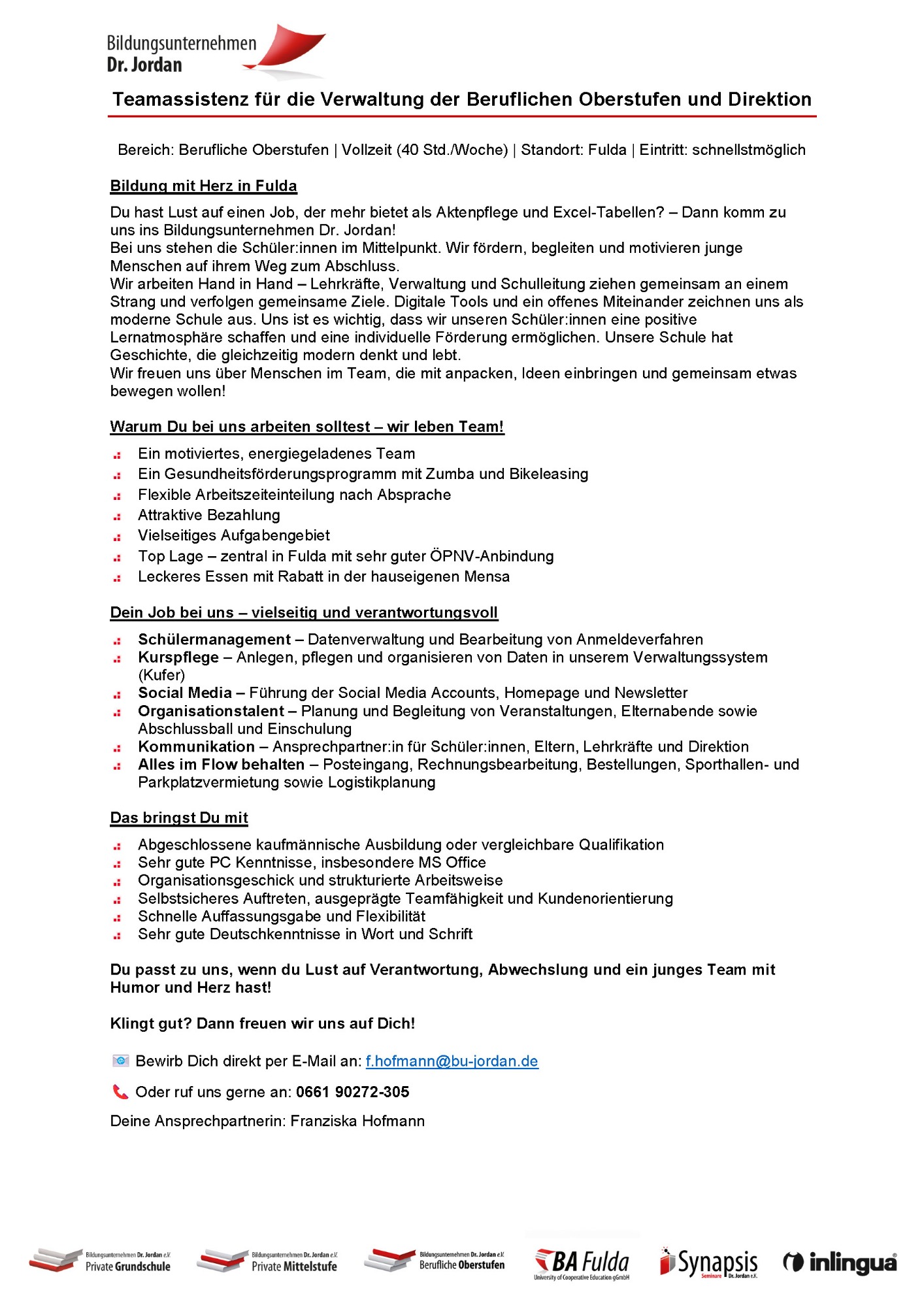 Stellenanzeigen Servicecenter Oberstufe